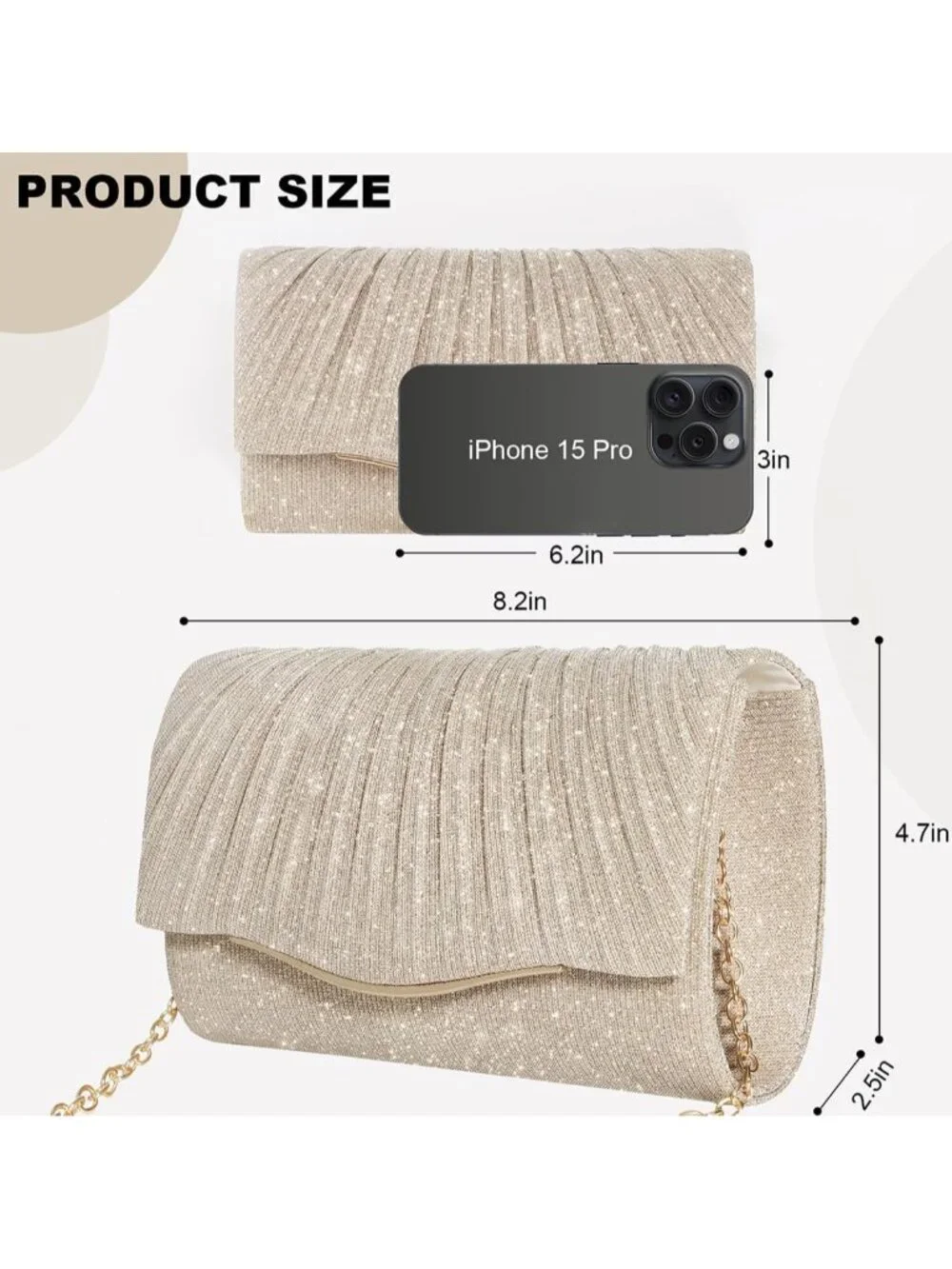 👜 Women's Champagne Formal Dressy Evening Bag Elegance Charm Crossbody Bag